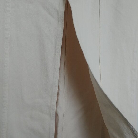 Zara Long Cream Off White Denim Skirt Front Slit Midi Maxi 100% Cotton S… - Picture 3 of 14